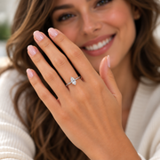 Bague de fiançailles 1.00 carat or blanc diamant synthétique marquise Ely